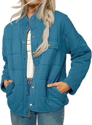 Quilted Jackets for Women Lightweight Down Coats Casual Packable Puffer Jackets Dolman Long Sleeve Winter Outwear