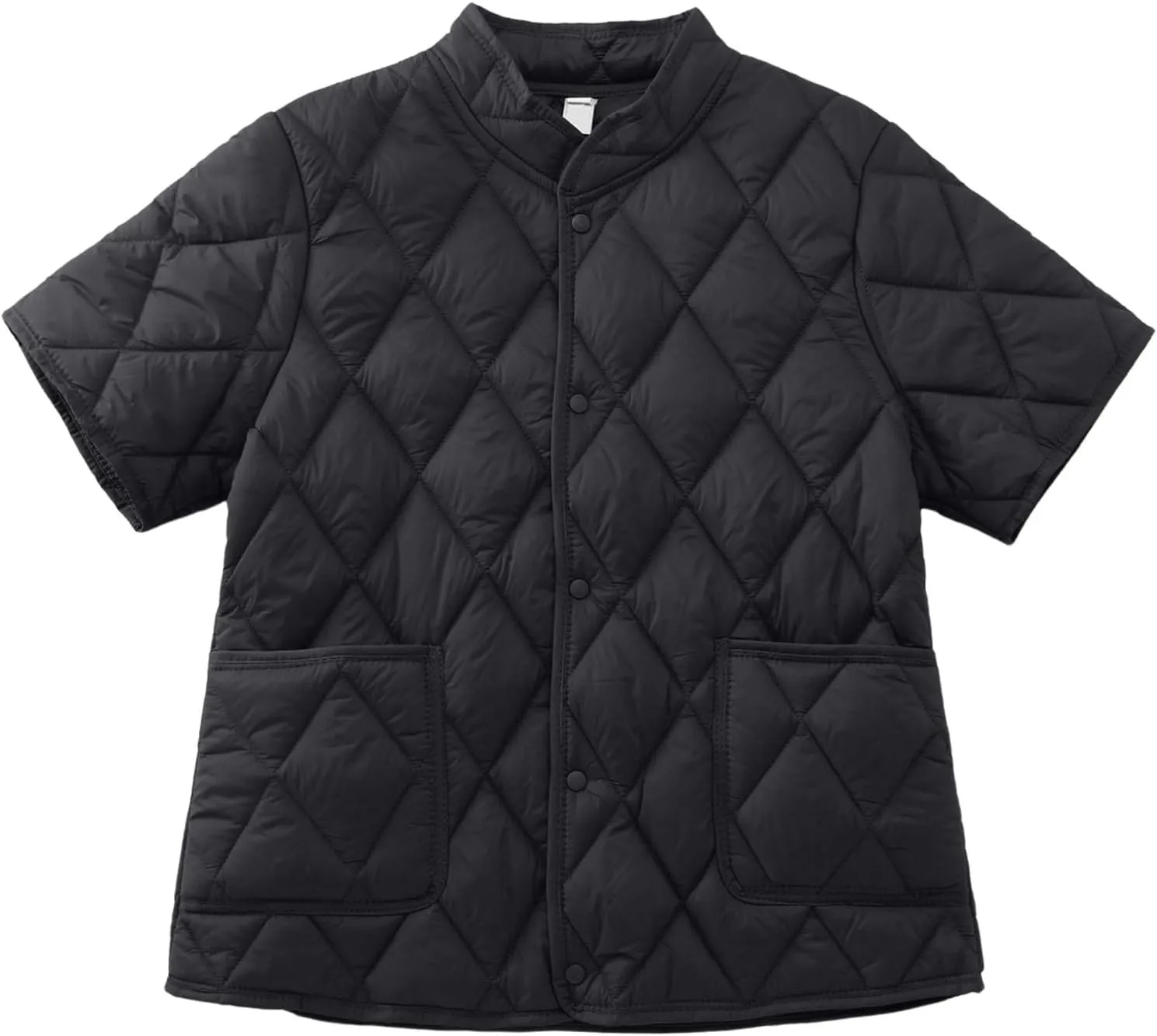 Quilted Jackets for Women Lightweight Petite Cropped Puffer Down Jackets Parkas Button Short Sleeve Fall Winter Coat