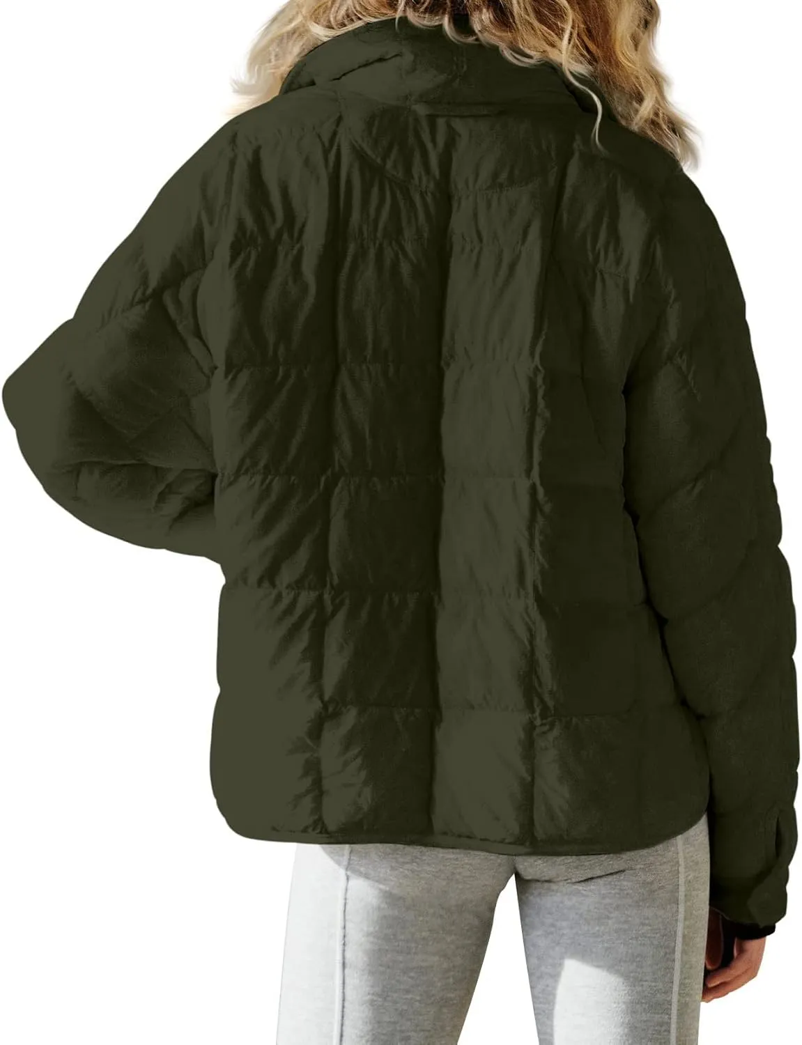 Quilted Jackets for Women Lightweight Puffer Jackets Packable Down Coat Casual Long Sleeve Tops Warm Winter Coat