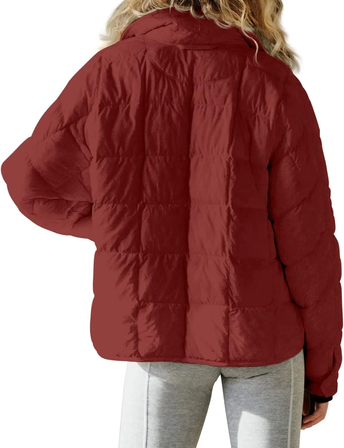 Quilted Jackets for Women Lightweight Puffer Jackets Packable Down Coat Casual Long Sleeve Tops Warm Winter Coat