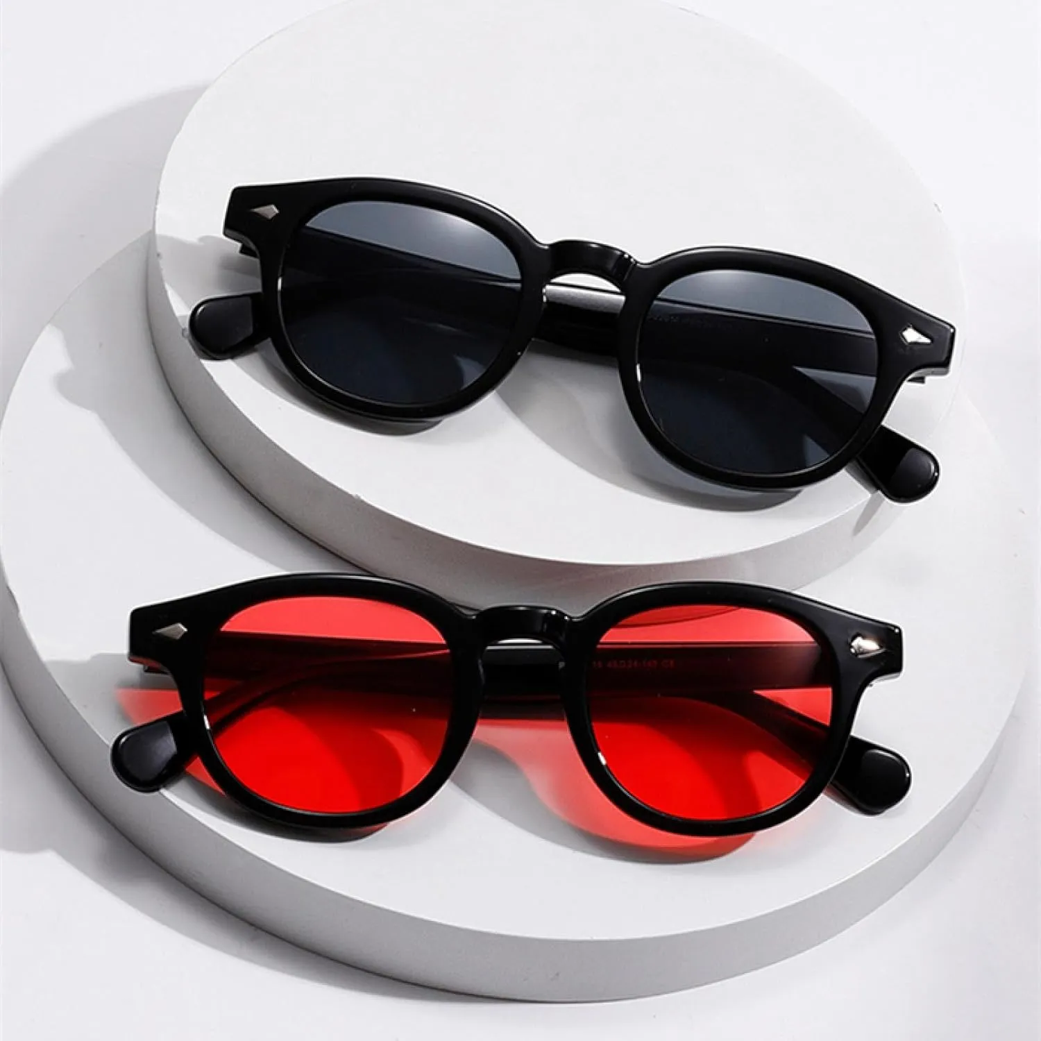 Retro Round Women for Sunglasses Uv400 Fashion Men Punk Rivets Gradient