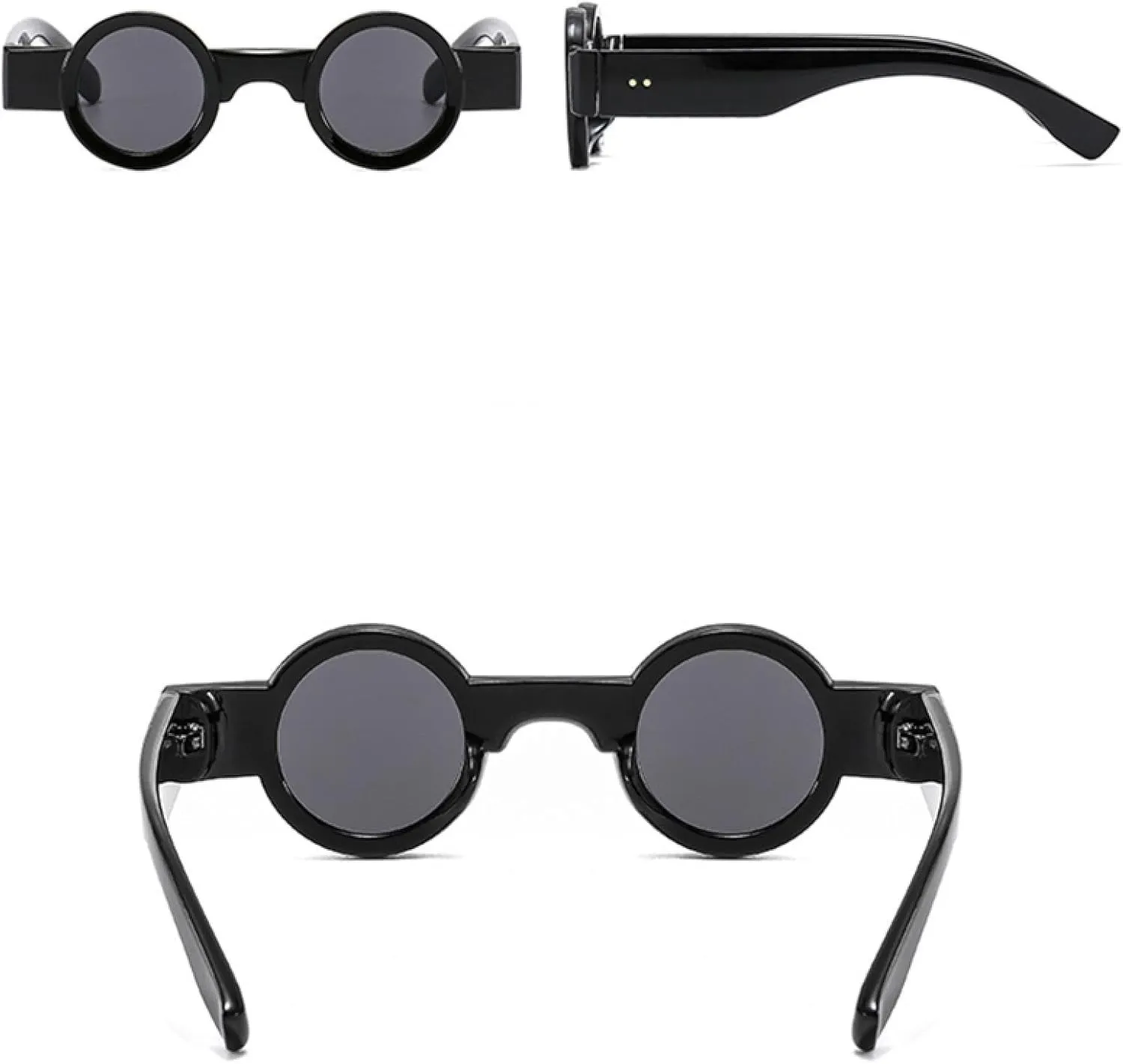 Retro Small Round Women Punk Sunglasses Uv400 Fashion Clear Ocean Lens Men Trending Rivets