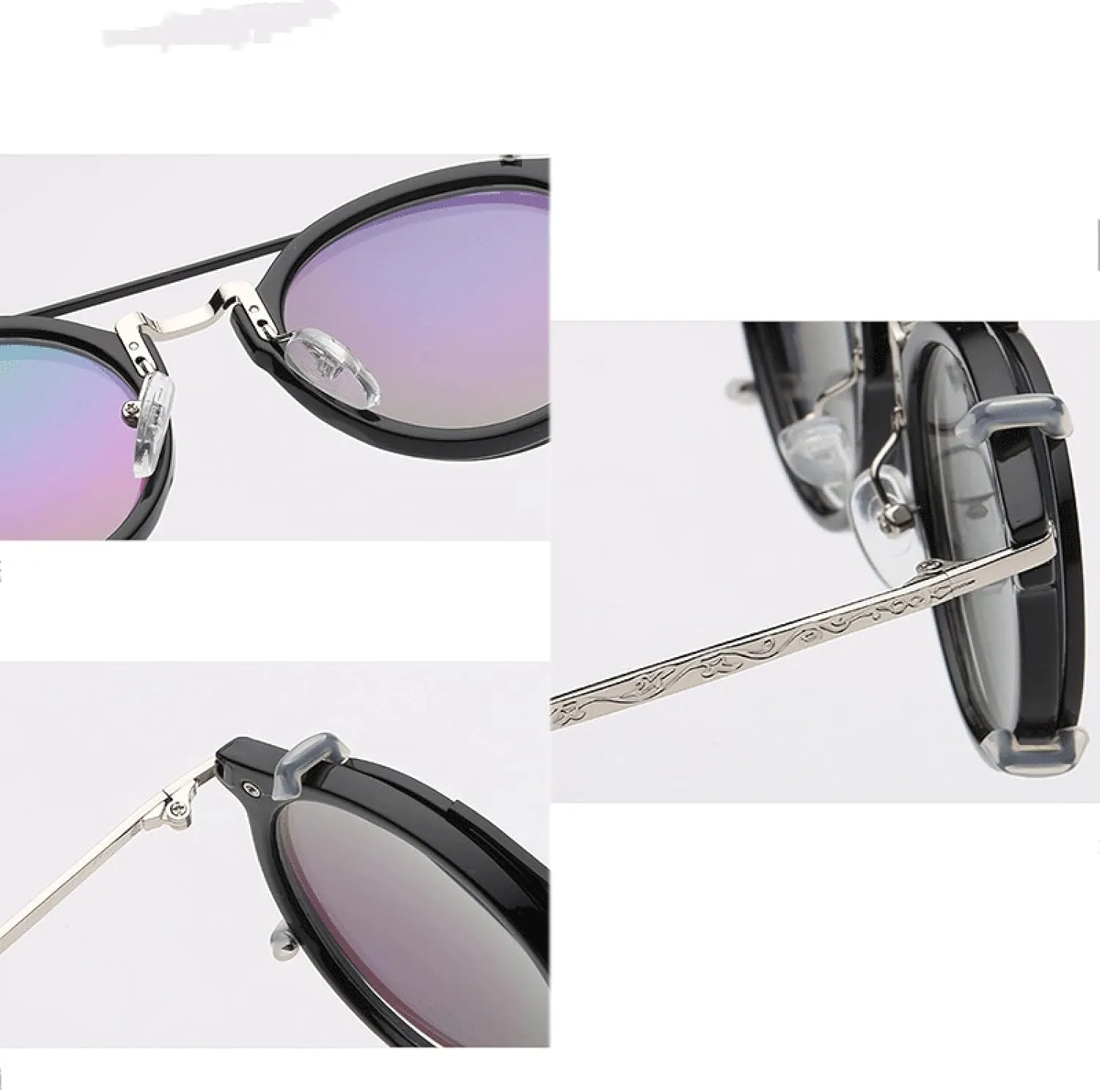 Retro Steampunk Round Clip on Sunglasses Men Women Double Layer Removable