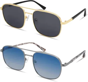 Retro Trendy Aviator Polarized Sunglasses Men Women Vintage 70s Square Stylish UV400 Frame AP3663