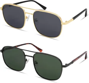 Retro Trendy Aviator Polarized Sunglasses Men Women Vintage 70s Square Stylish UV400 Frame AP3663