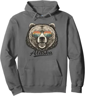 Retro Vintage Sunglasses Bear Alaska Pullover Hoodie
