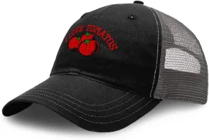 Richardson Trucker Mesh Hat I Love Tomatoes Embroidery Cotton Dad Hats for Men & Women Snapback Black Charcoal