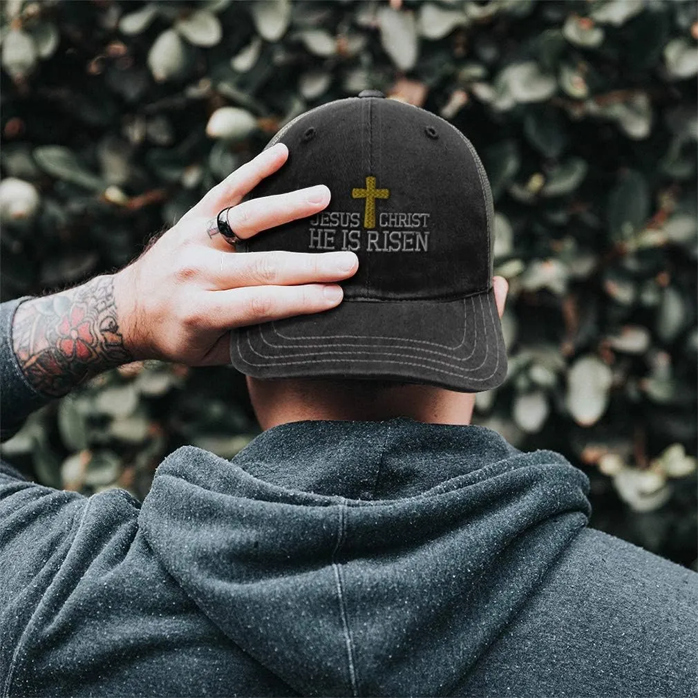 Richardson Trucker Mesh Hat Jesus Christ He is Risen Embroidery Cotton Snapback