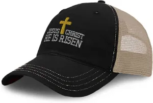 Richardson Trucker Mesh Hat Jesus Christ He is Risen Embroidery Cotton Snapback