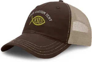 Richardson Trucker Mesh Hat Jesus Fish Christian Christ God Soft Mesh Cap Cotton