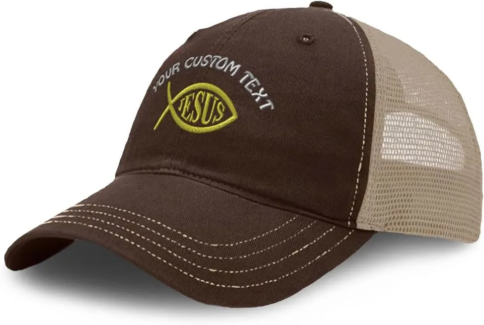 Richardson Trucker Mesh Hat Jesus Fish Christian Christ God Soft Mesh Cap Cotton