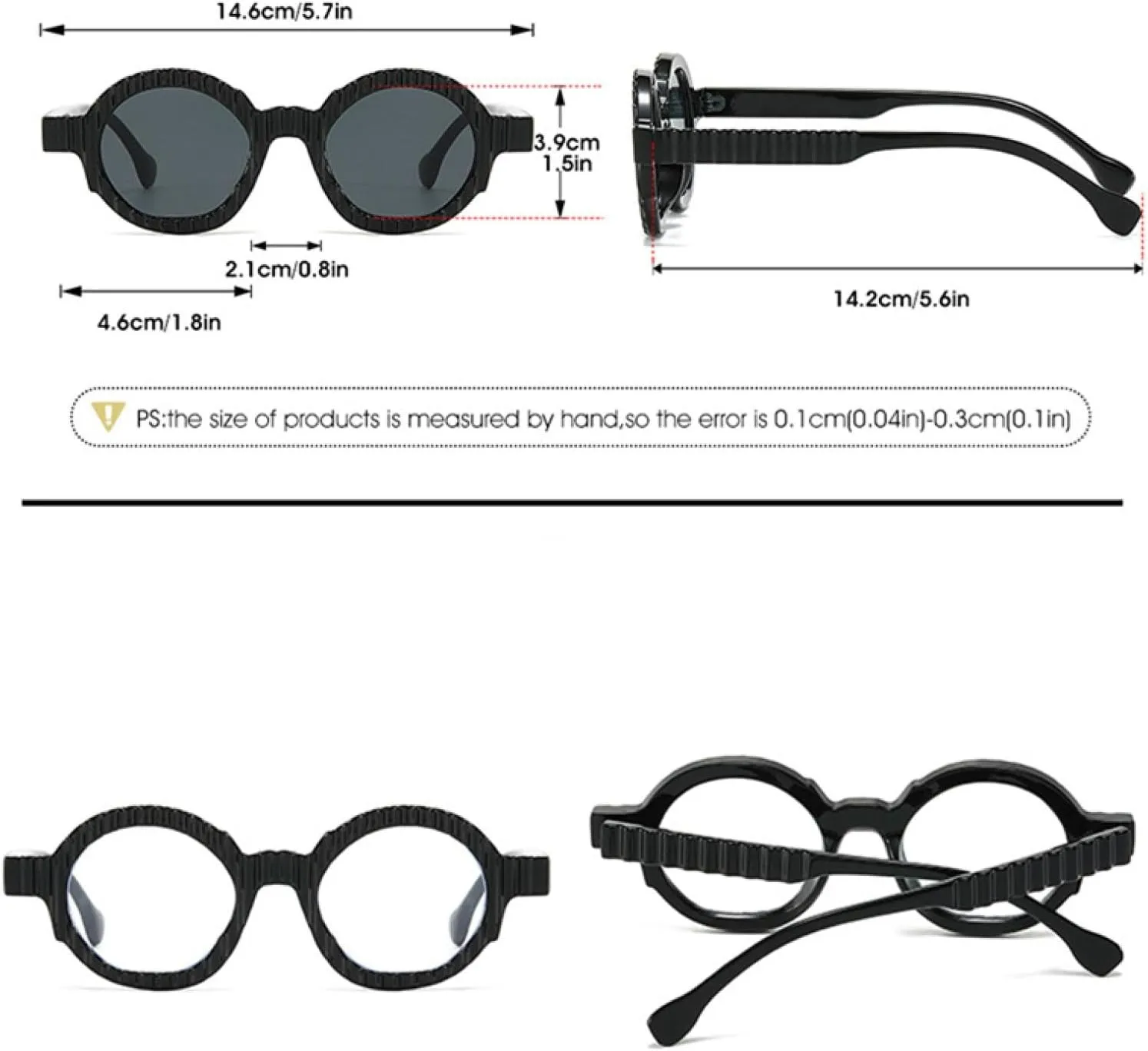 Round Casual Retro Glasses Frame Women Men Trendy