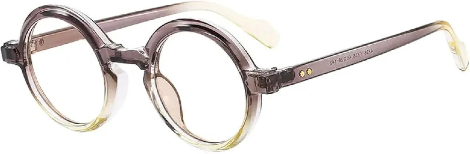 Round Retro Rivet Glasses Frame Men Women Casual(Grey)