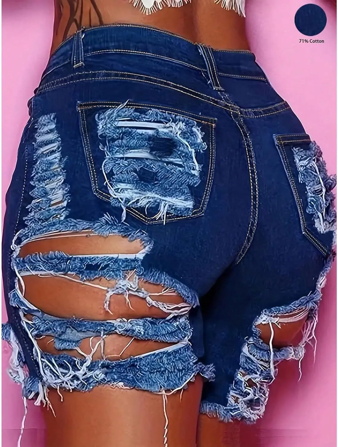 Sexy Womens Denim Shorts Stretchy Summer Frayed Raw Hem Ripped Jean Shorts Trendy Party Skinny High Rise Short Jeans