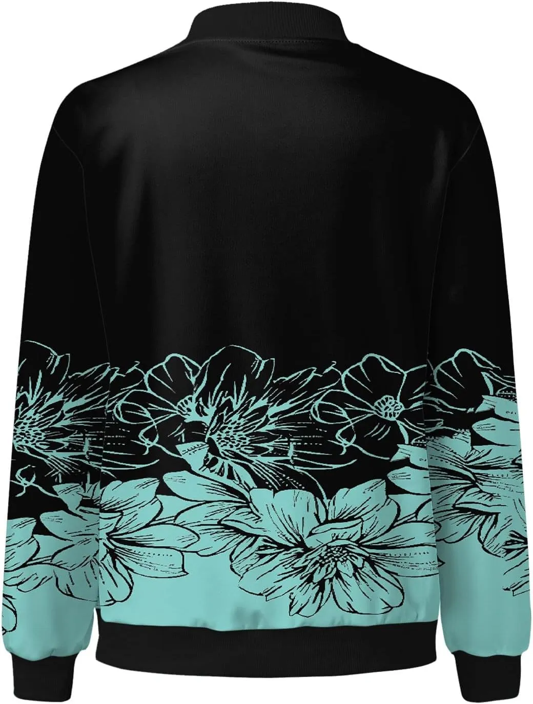 SHAOBGE Womens Casual Daily Jackets Lightweight Zip Up Casual Jacket Floral Print Coat Stand Collar Short Women's Utility