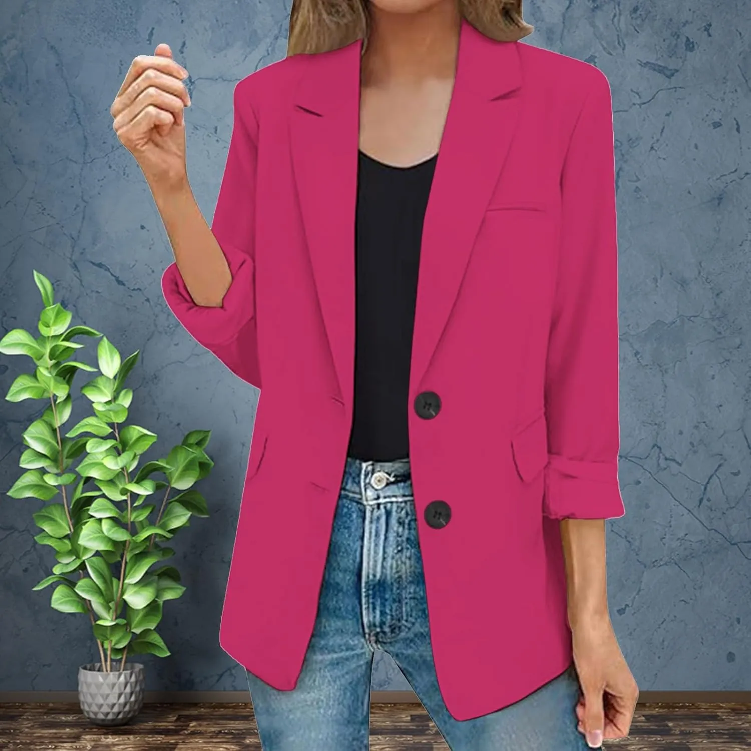 sherpa jacket Womens Casual Jacket Pockets Long Sleeve Front Button Work Lapel Button Jacket