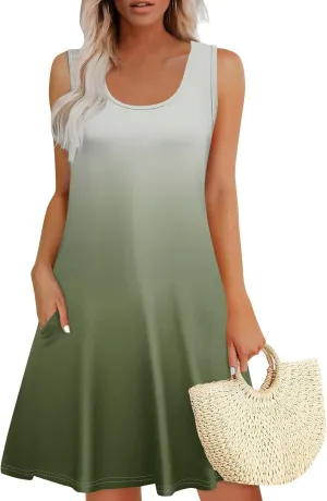 Short Dresses for Women Spring Mini Sun Dress Boho Dress Sleeveless Tank Dress Cover Up Elegant Floral Print Summer