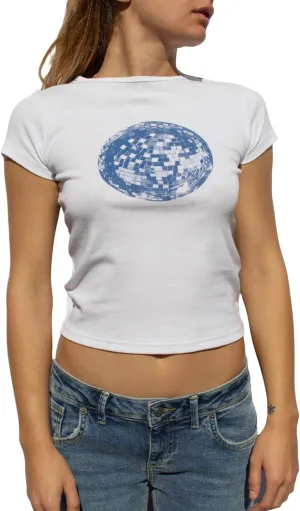 Short Sleeve Graphic T Shirts for Women Teens Y2k Bow Print Aesthetic Crop Tops Cute Baby Tee Summer Fashion 2024