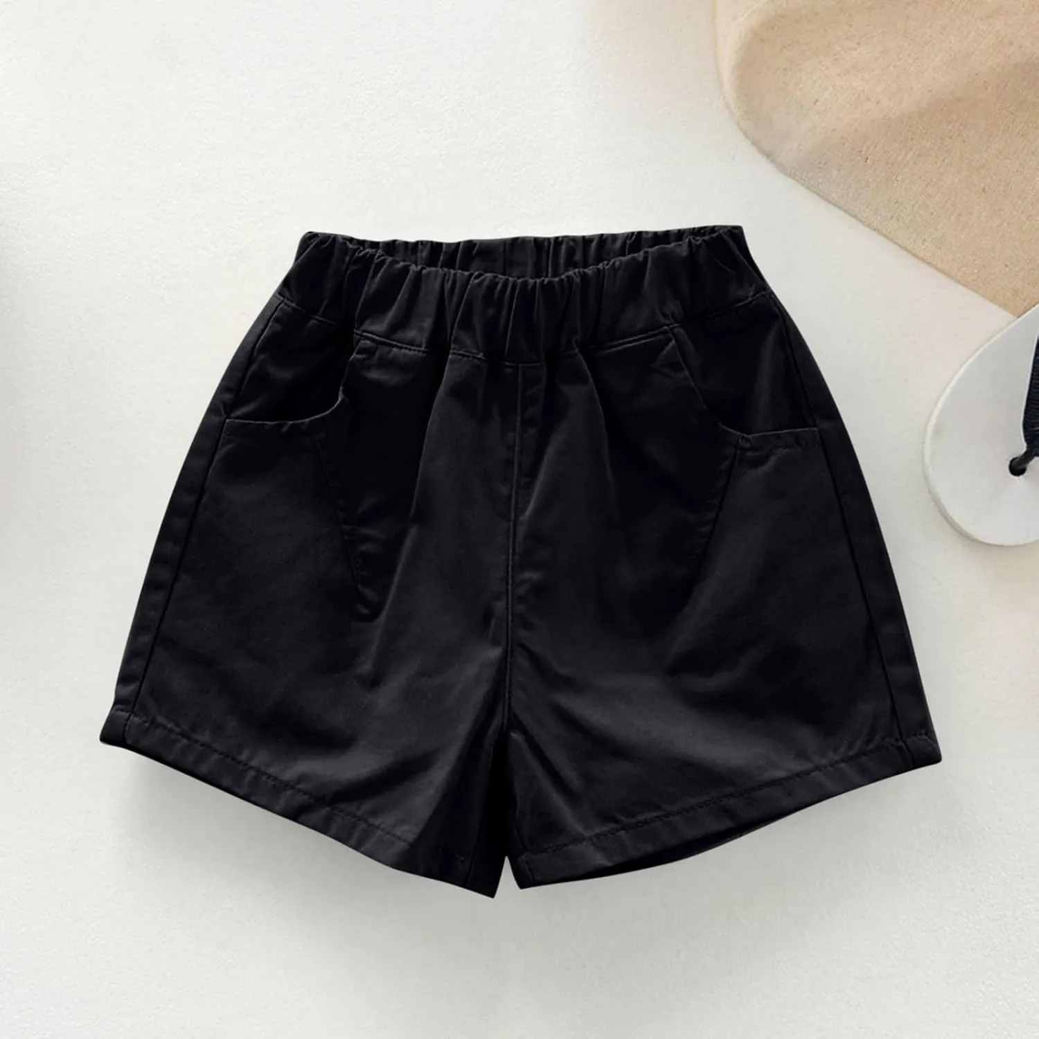 Shorts for Little Kids Relaxed Fit Elastic Waist Casual Summer High Rise Shorts with Pockets Chino Short Pants
