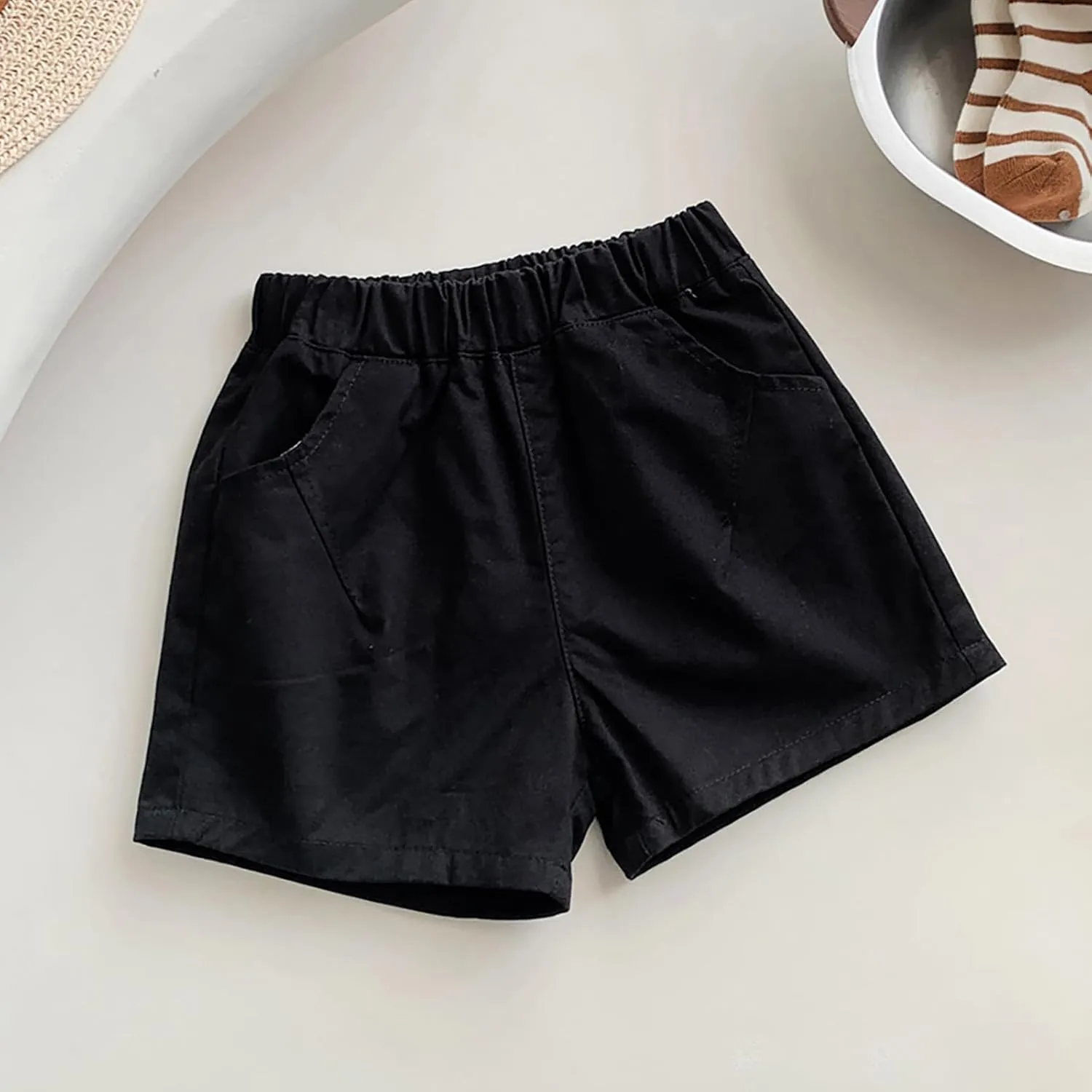 Shorts for Little Kids Relaxed Fit Elastic Waist Casual Summer High Rise Shorts with Pockets Chino Short Pants