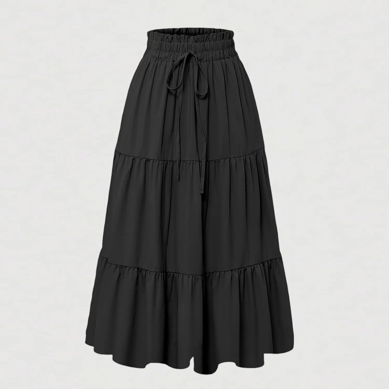 Skirts for Women Elastic Waist Loose Lace Casual Summer Fake Drawstring Flowy Tiered Renaissance Skirt