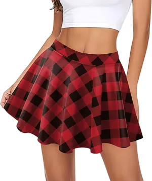 Skirts for Women Trendy Plaid Y2K High Elastic Waist Comfy Silk A-Line Summer Casual Pleated Mini Skirts