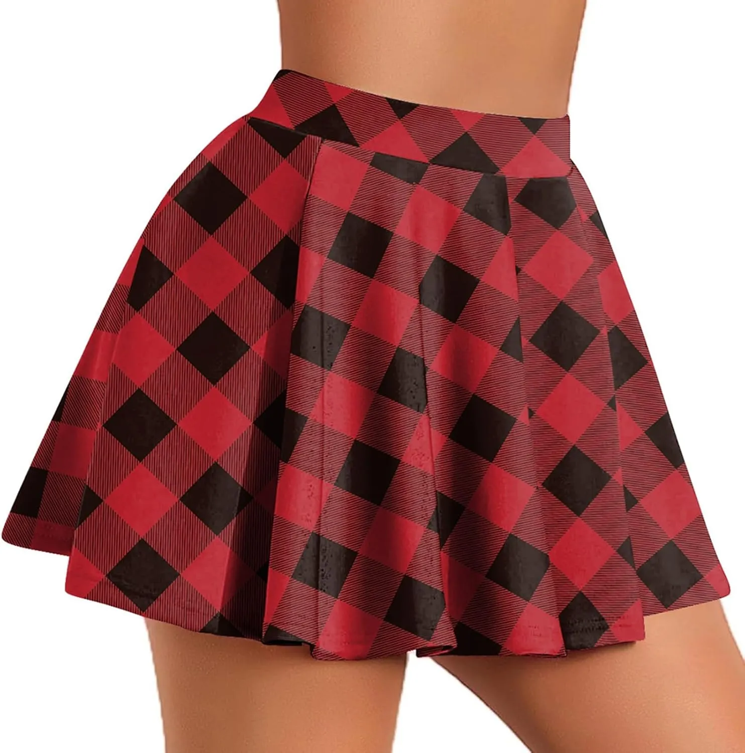 Skirts for Women Trendy Plaid Y2K High Elastic Waist Comfy Silk A-Line Summer Casual Pleated Mini Skirts