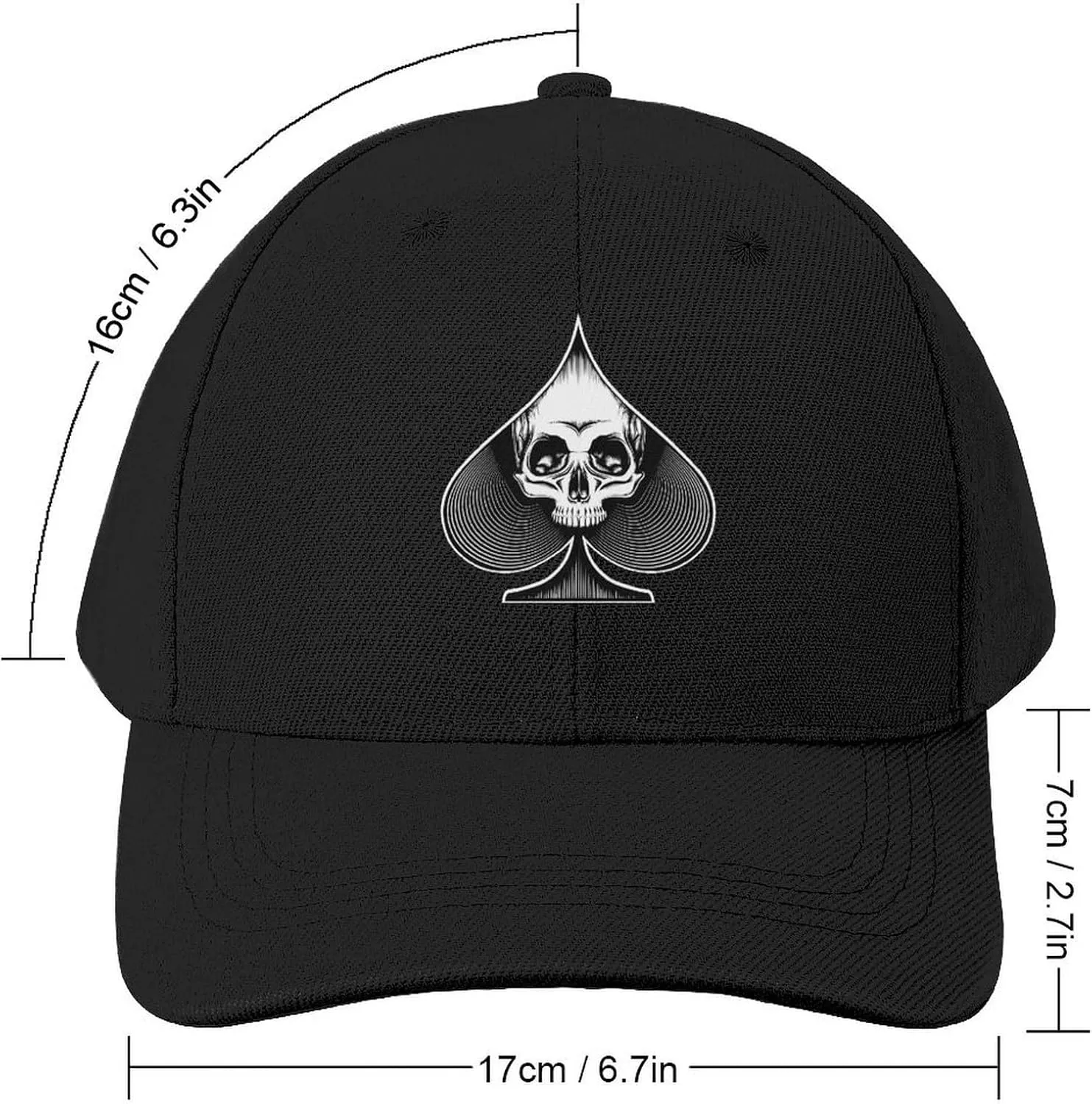 Skull in Spade Baseball Cap Adjustable Trucker Hats for Running Workouts and Outdoor Activities All Seasons