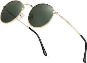 Small Round Polarized Sunglasses Retro Men Women Mirrored Lens Metal Frame Circle Sun Glasses Shades