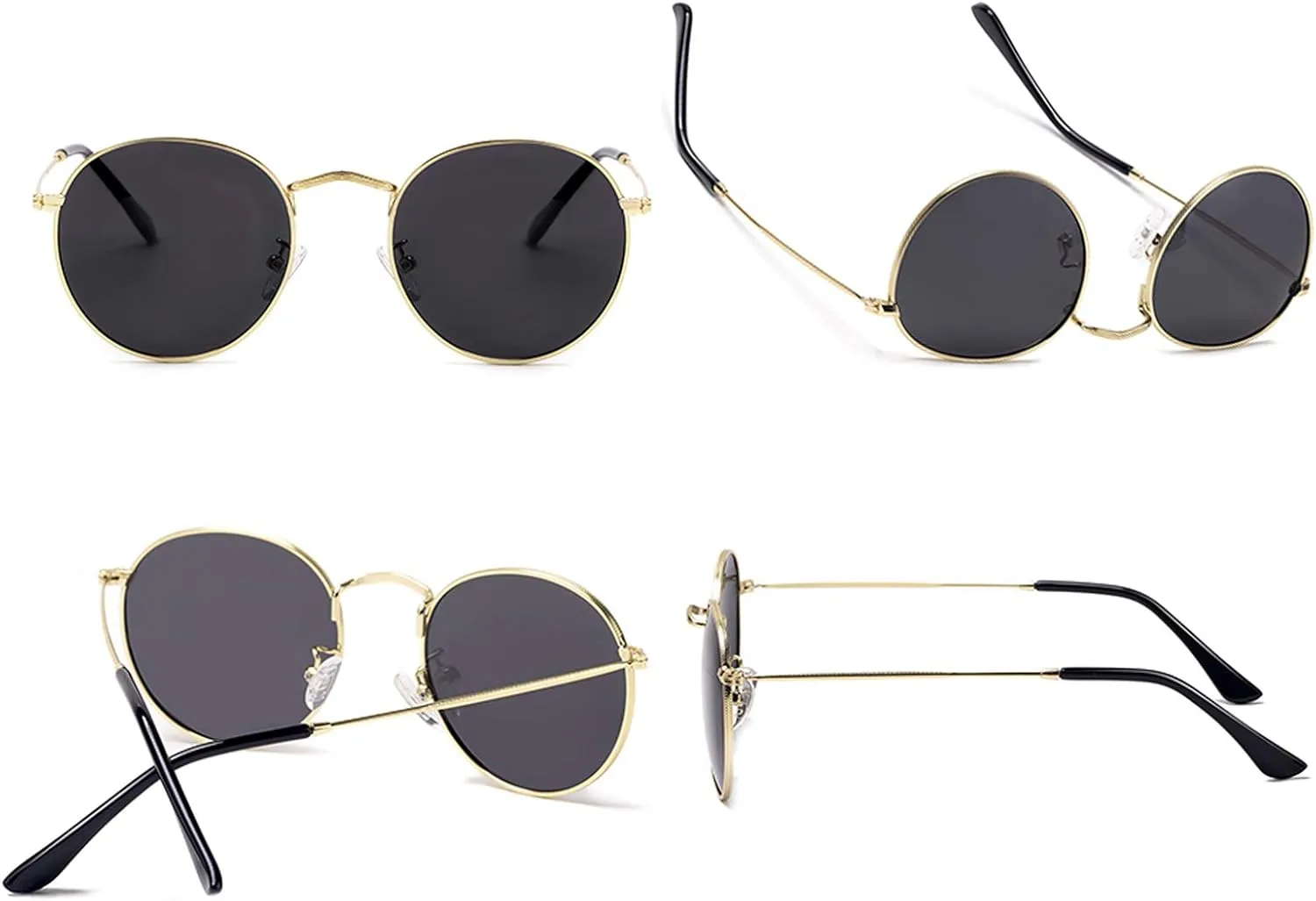 Small Round Polarized Sunglasses Retro Men Women Mirrored Lens Metal Frame Circle Sun Glasses Shades