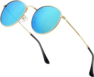 Small Round Polarized Sunglasses Retro Men Women Mirrored Lens Metal Frame Circle Sun Glasses Shades