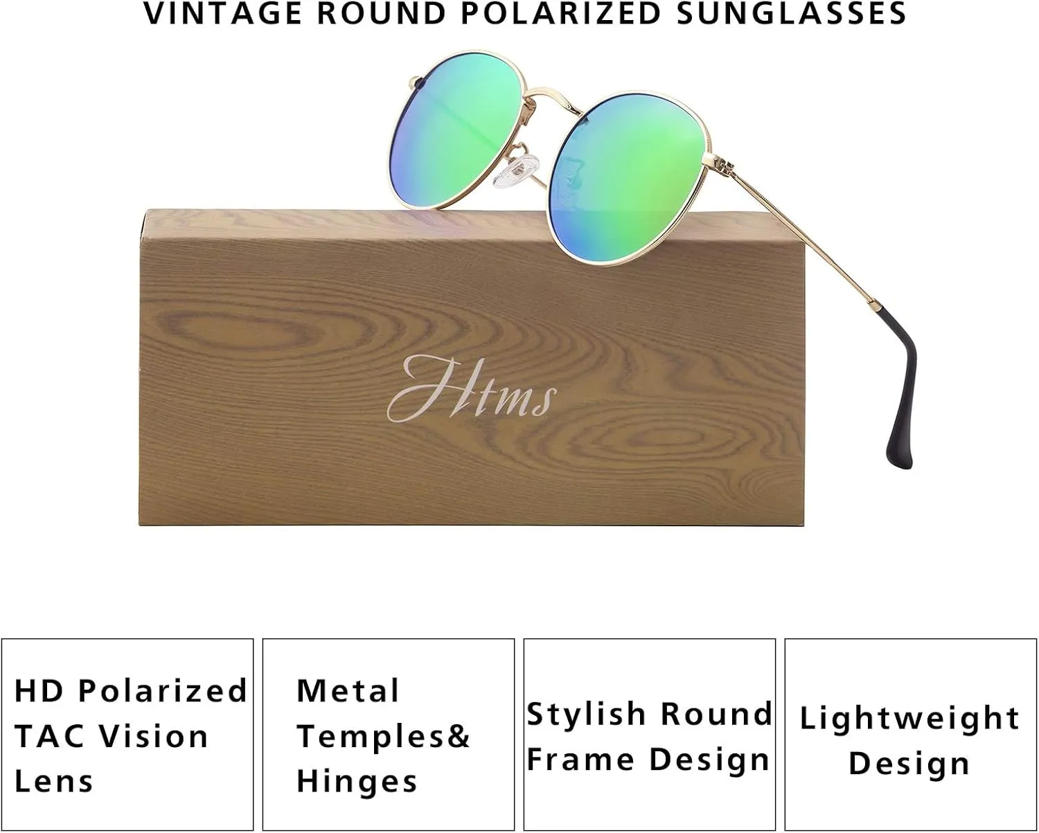Small Round Polarized Sunglasses Retro Men Women Mirrored Lens Metal Frame Circle Sun Glasses Shades