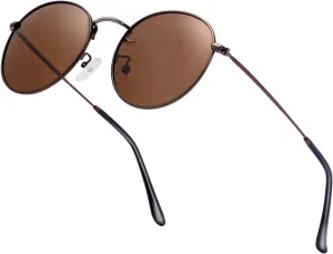 Small Round Polarized Sunglasses Retro Men Women Mirrored Lens Metal Frame Circle Sun Glasses Shades