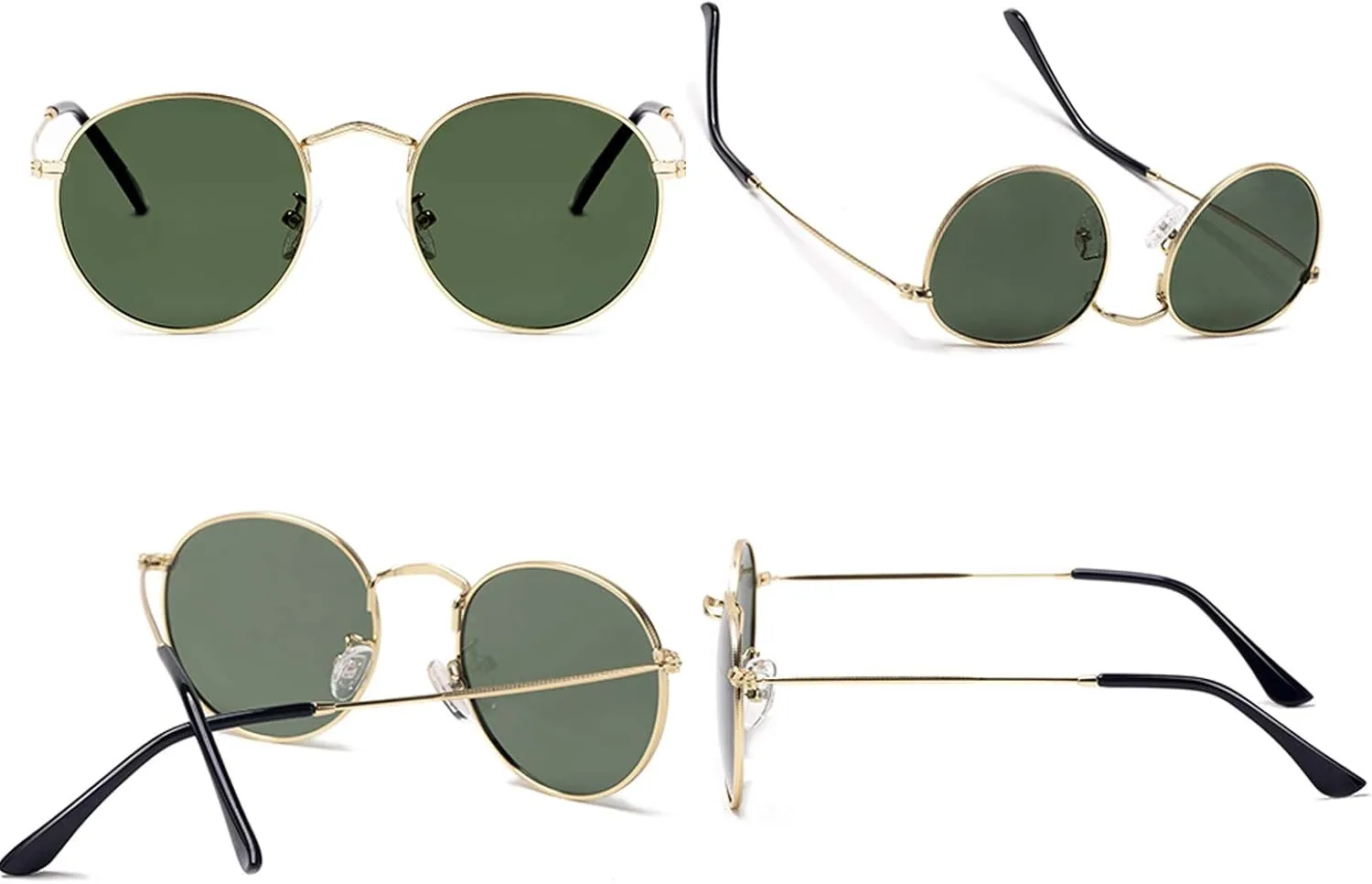 Small Round Polarized Sunglasses Retro Men Women Mirrored Lens Metal Frame Circle Sun Glasses Shades