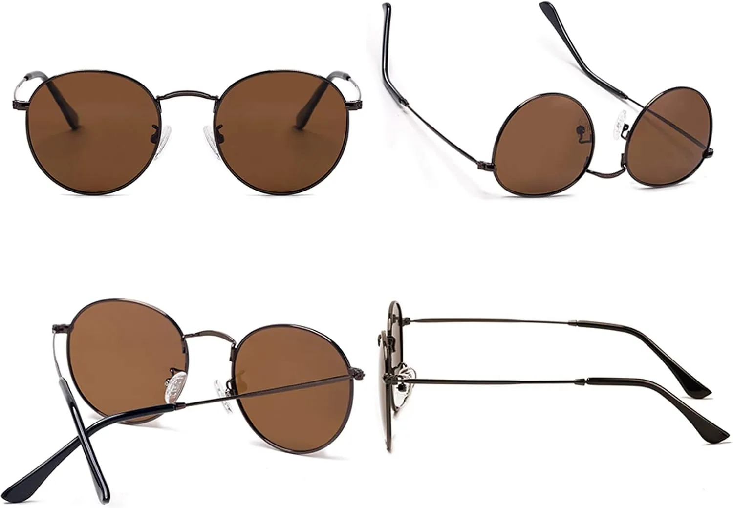 Small Round Polarized Sunglasses Retro Men Women Mirrored Lens Metal Frame Circle Sun Glasses Shades
