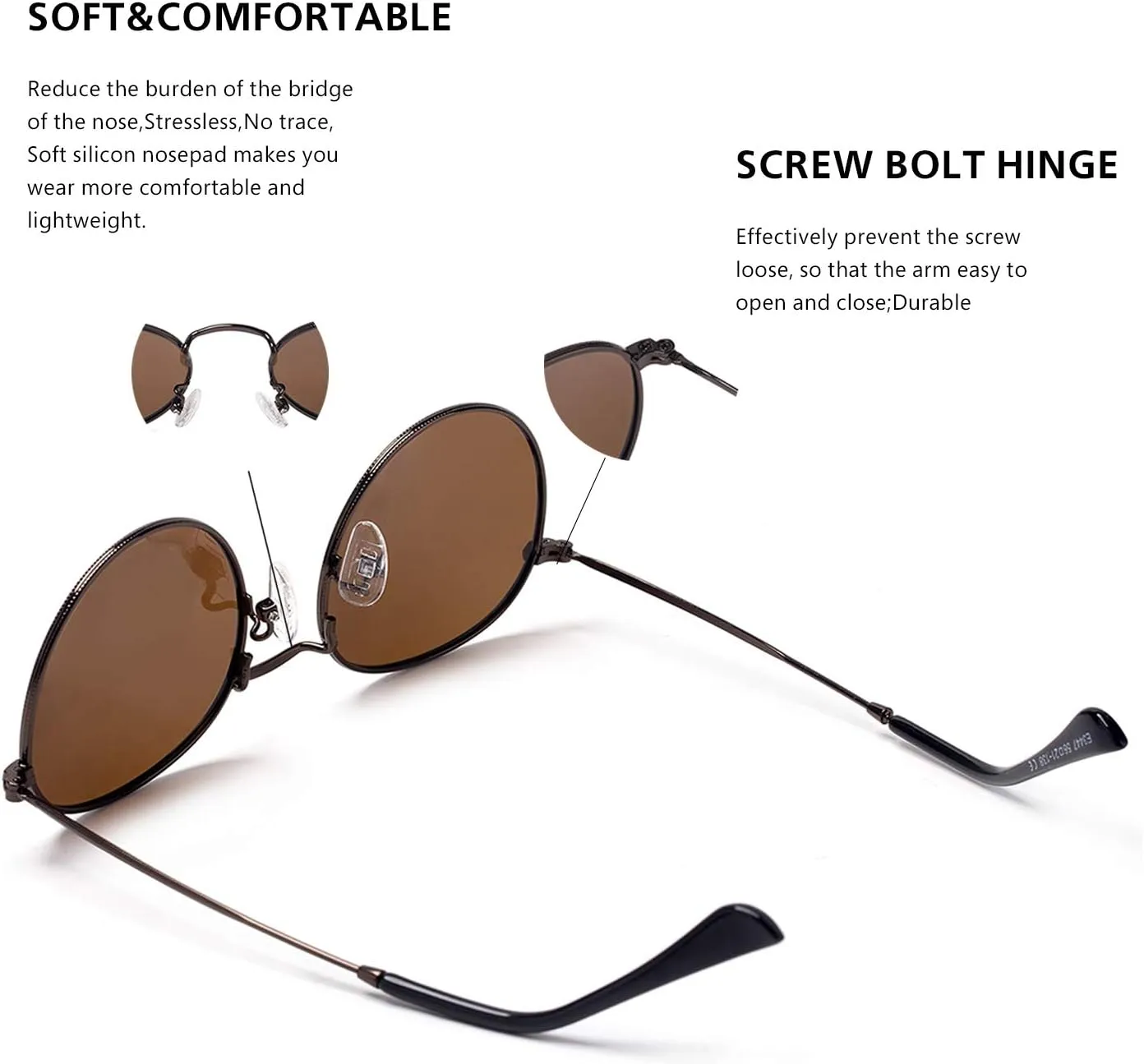 Small Round Polarized Sunglasses Retro Men Women Mirrored Lens Metal Frame Circle Sun Glasses Shades
