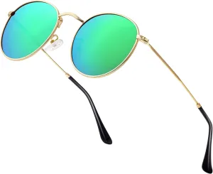 Small Round Polarized Sunglasses Retro Men Women Mirrored Lens Metal Frame Circle Sun Glasses Shades