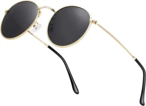 Small Round Polarized Sunglasses Retro Men Women Mirrored Lens Metal Frame Circle Sun Glasses Shades