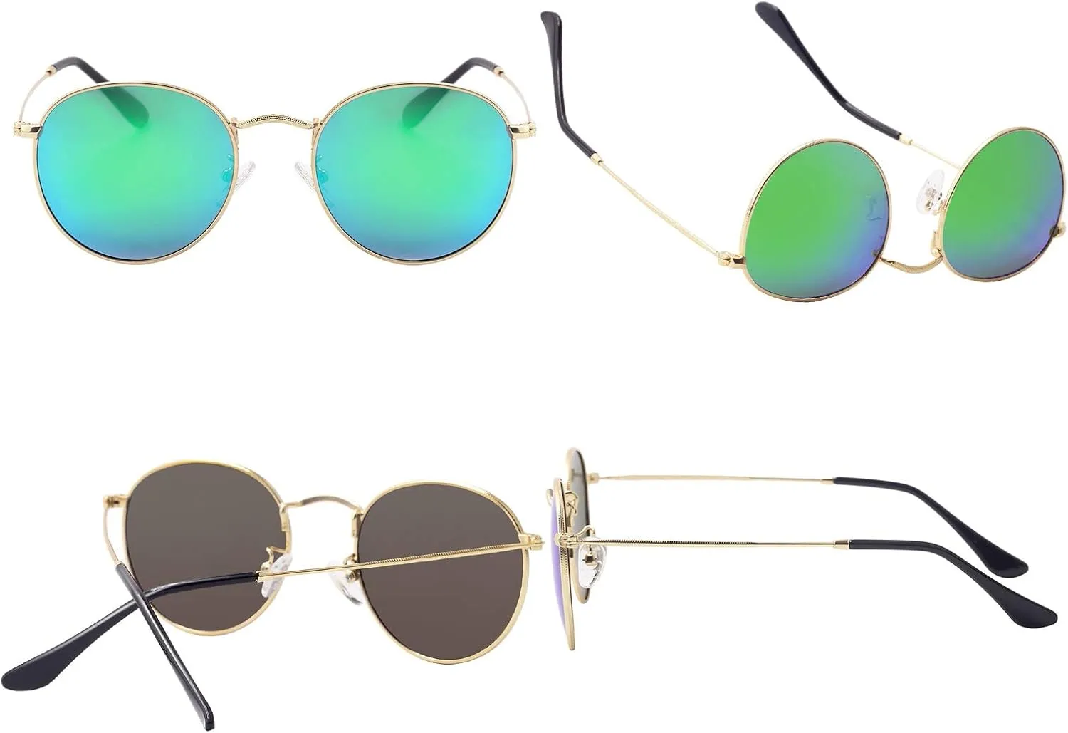 Small Round Polarized Sunglasses Retro Men Women Mirrored Lens Metal Frame Circle Sun Glasses Shades