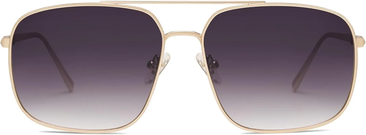 SOJOS Retro Square Aviator Sunglasses Womens Mens Aesthetic Y2k Light Lens Shades SJ1176