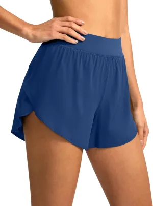 Soothfeel High Waisted Athletic Running Shorts for Women Dolphin Shorts High Split Quick Dry Gym Workout Shorts with Liner