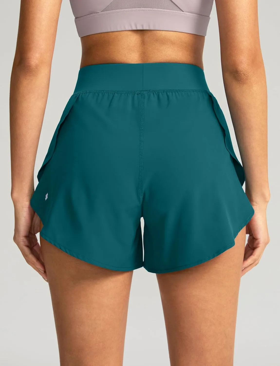Soothfeel High Waisted Athletic Running Shorts for Women Dolphin Shorts High Split Quick Dry Gym Workout Shorts with Liner