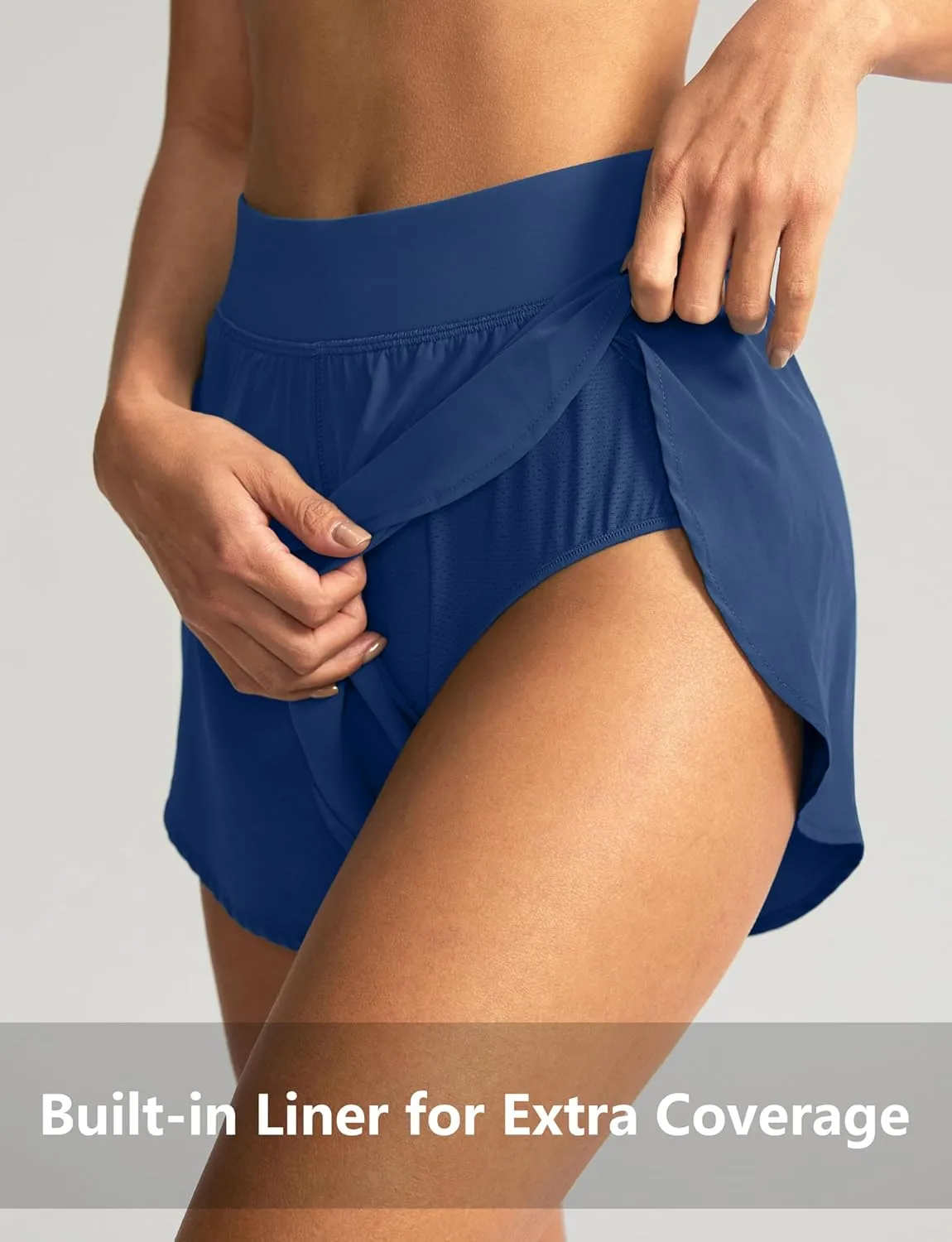 Soothfeel High Waisted Athletic Running Shorts for Women Dolphin Shorts High Split Quick Dry Gym Workout Shorts with Liner