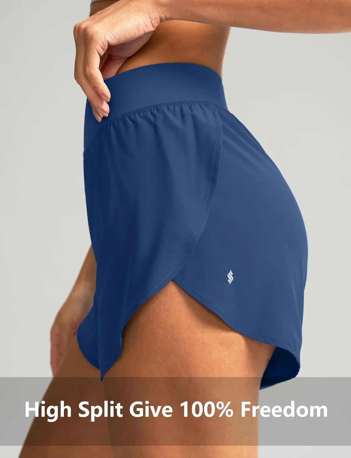 Soothfeel High Waisted Athletic Running Shorts for Women Dolphin Shorts High Split Quick Dry Gym Workout Shorts with Liner