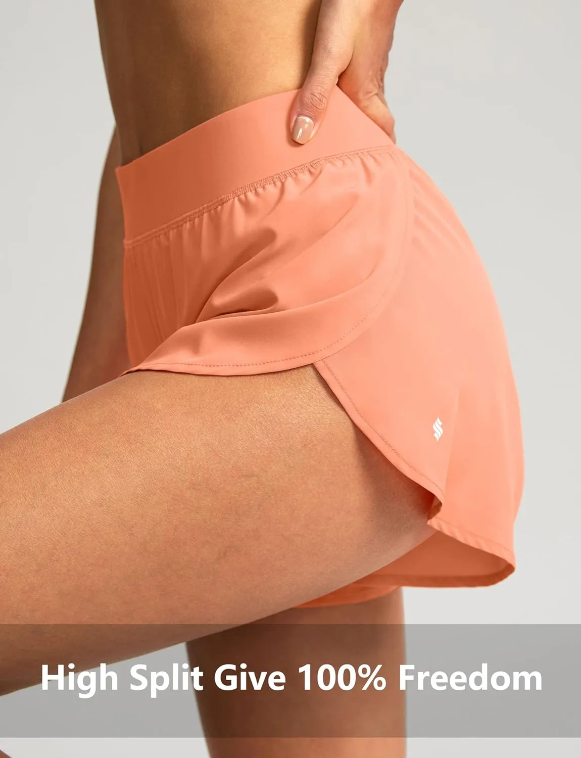 Soothfeel High Waisted Athletic Running Shorts for Women Dolphin Shorts High Split Quick Dry Gym Workout Shorts with Liner