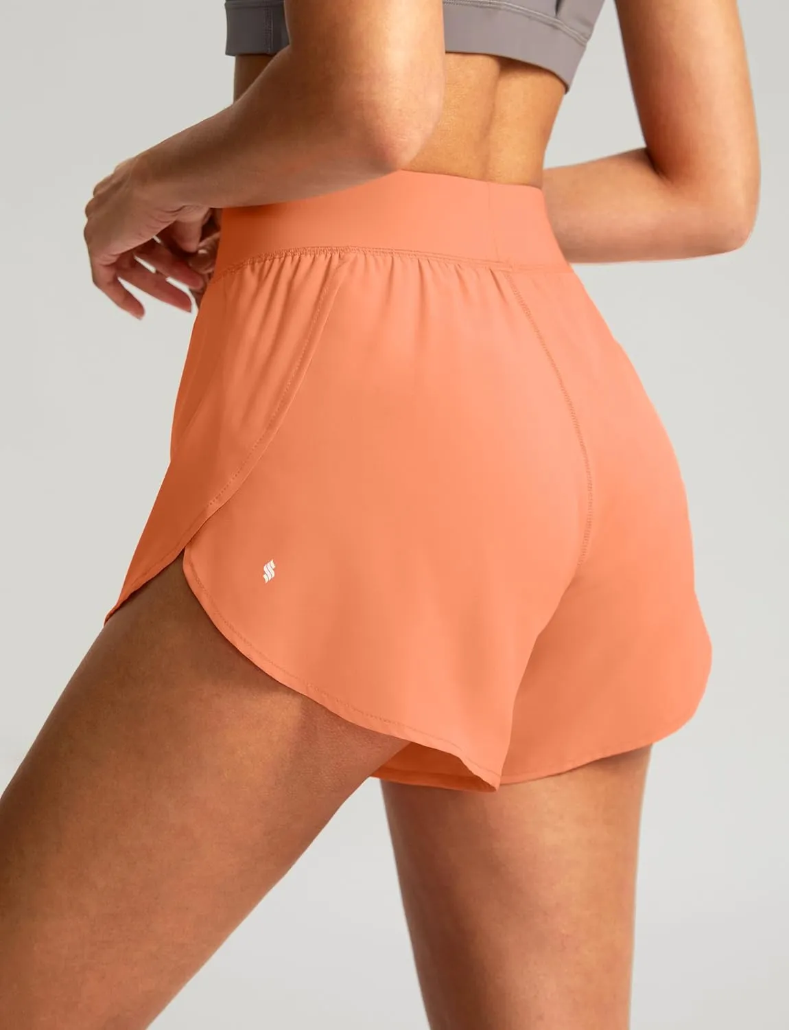 Soothfeel High Waisted Athletic Running Shorts for Women Dolphin Shorts High Split Quick Dry Gym Workout Shorts with Liner