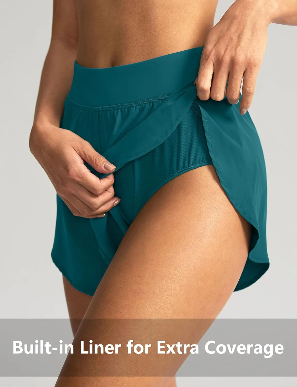 Soothfeel High Waisted Athletic Running Shorts for Women Dolphin Shorts High Split Quick Dry Gym Workout Shorts with Liner
