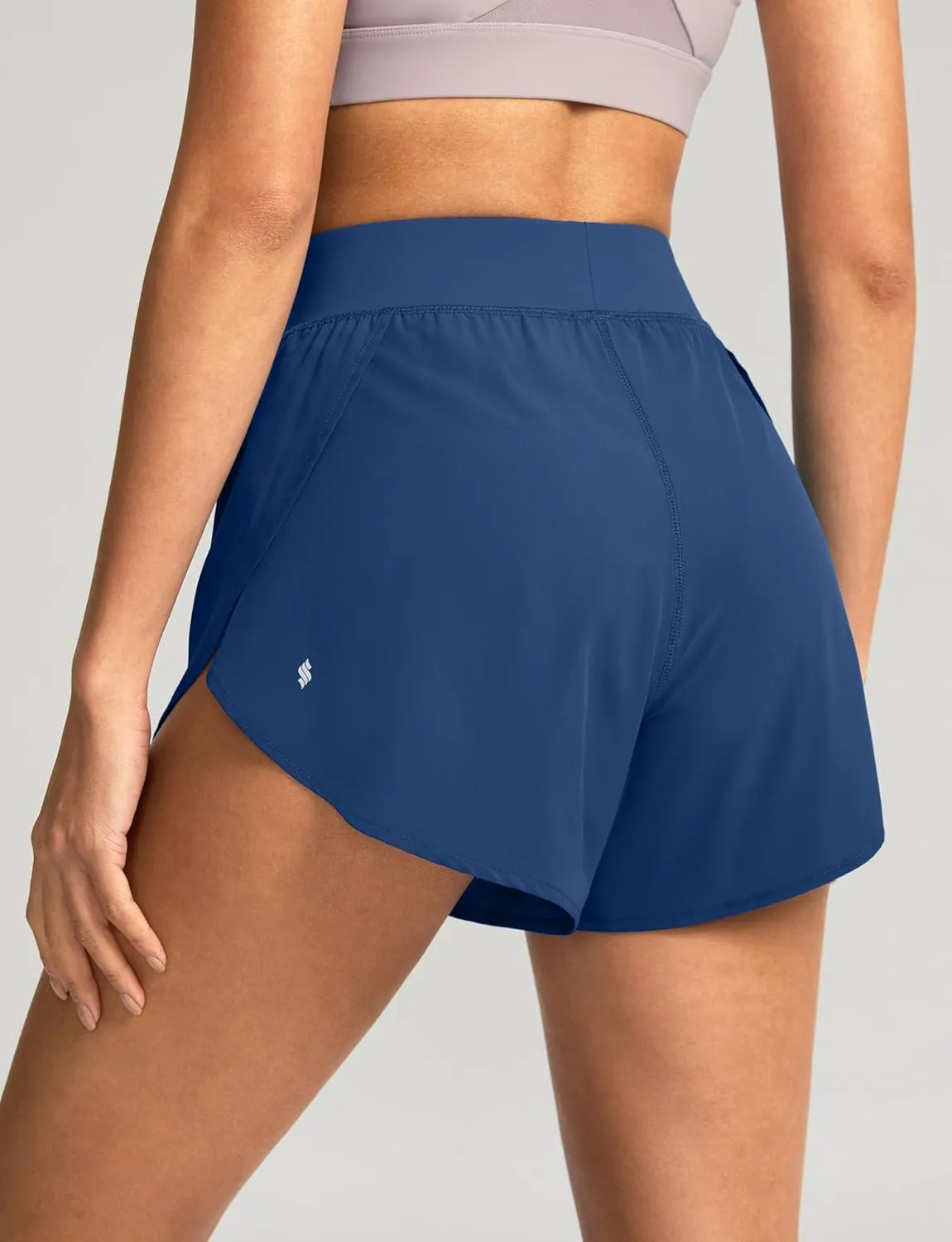 Soothfeel High Waisted Athletic Running Shorts for Women Dolphin Shorts High Split Quick Dry Gym Workout Shorts with Liner