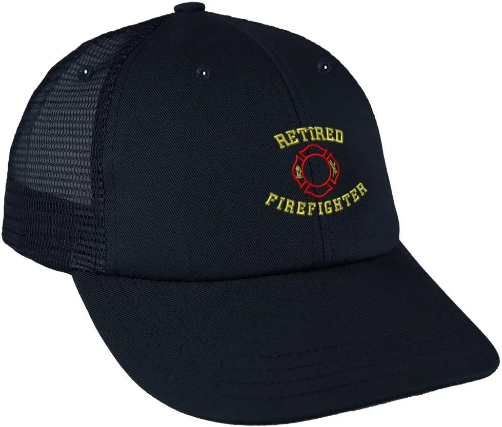Speedy Pros Trucker Hat Baseball Cap Retired Firefighter Fireman Embroidery Cotton Snapback