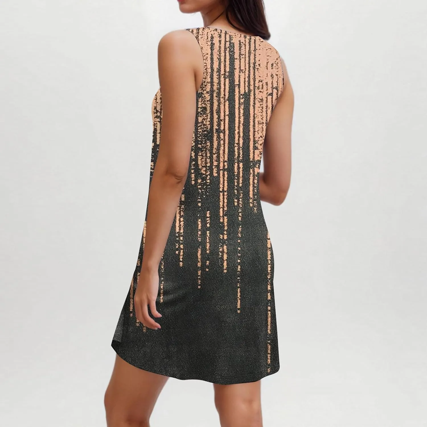 Spring Dresses for Women 2025 Sleeveless Crewneck Floral Short Dress Floral Printed Sundresses Shift Dress